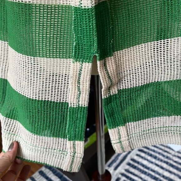 WE THE FREE Del Mar Cabana Button Down Cover Up Shirt Striped Green White Small - Picture 13 of 16